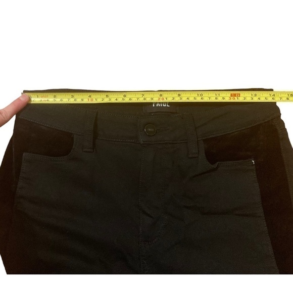 Paige Hoxton Ultra Skinny velvet tuxedo stripe black denim jeans - petite length - Picture 4 of 11
